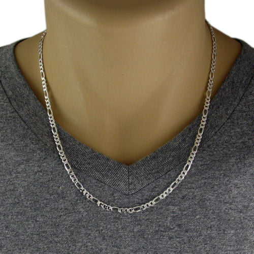 Sterling Silver Figaro Chain Necklace 4mm Gauge 100 Available in 5 Lengths