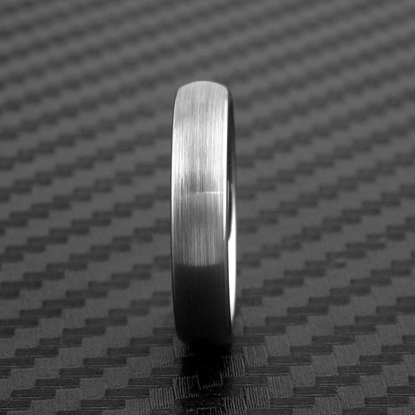 Classic Brushed Finish Silver Low Dome Tungsten Band Ring. Available in 4mm, 6mm, and 8mm Widths. Couple Ring.