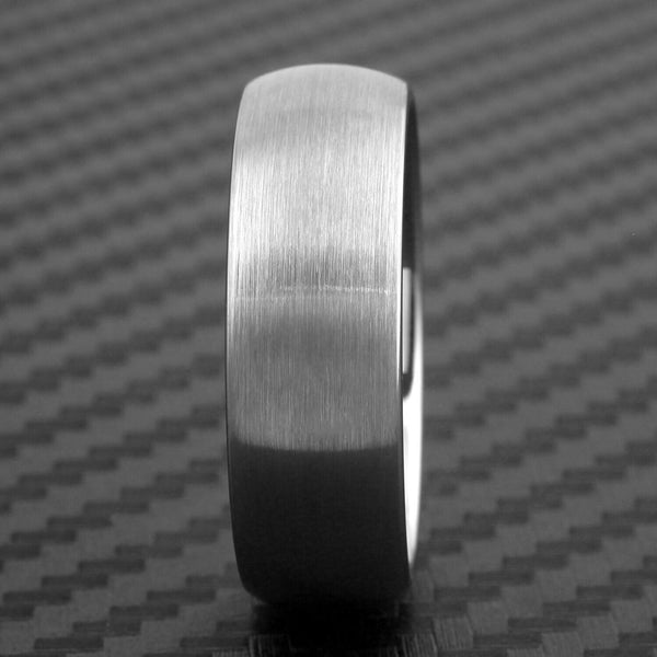 Classic Brushed Finish Silver Low Dome Tungsten Band Ring. Available in 4mm, 6mm, and 8mm Widths. Couple Ring.