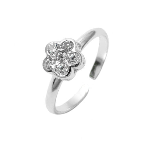 0.18 Carat CZ Flower Toe Ring | Wholesale Sterling Silver Jewelry | Main