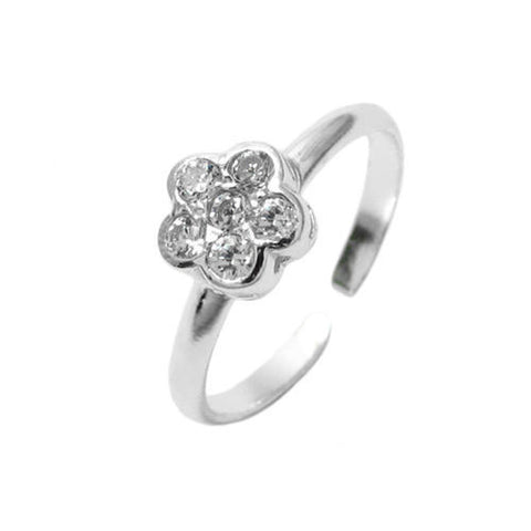 0.18 Carat CZ Flower Toe Ring | Wholesale Sterling Silver Jewelry | Main