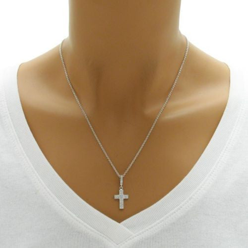 Stunning 0.20 Carat CZ Cross Pendant Necklace | Wholesale 925 Sterling Silver Pendant - Jewelry | Alternate