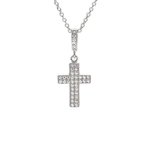 Stunning 0.20 Carat CZ Cross Pendant Necklace | Wholesale 925 Sterling Silver Pendant - Jewelry | Main