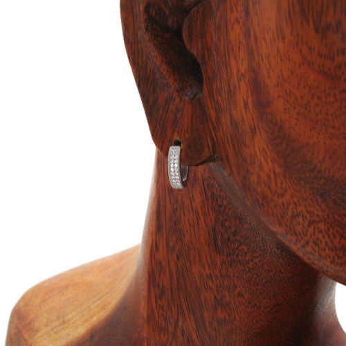 0.24 Carat CZ Hoop Huggie Earrings 14mm | Wholesale Sterling Silver Jewelry | Alternate