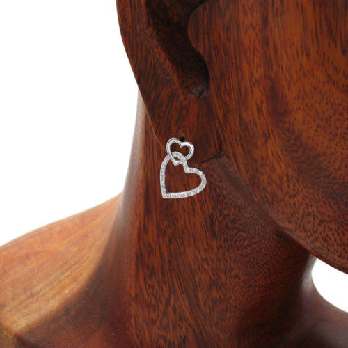 0.24 Carat Multi CZ Interlocking Hearts Post Earrings | Wholesale Sterling Silver Jewelry | Alternate