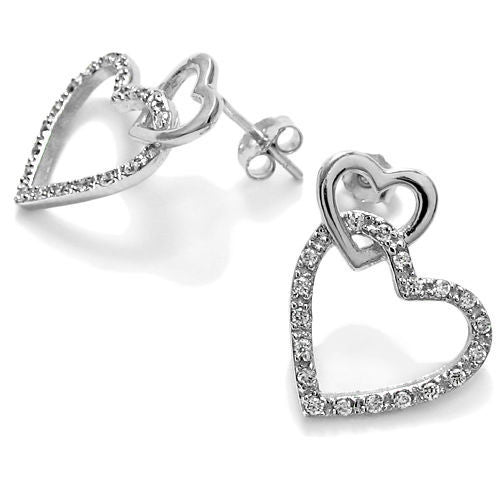 0.24 Carat Multi CZ Interlocking Hearts Post Earrings | Wholesale Sterling Silver Jewelry | Main