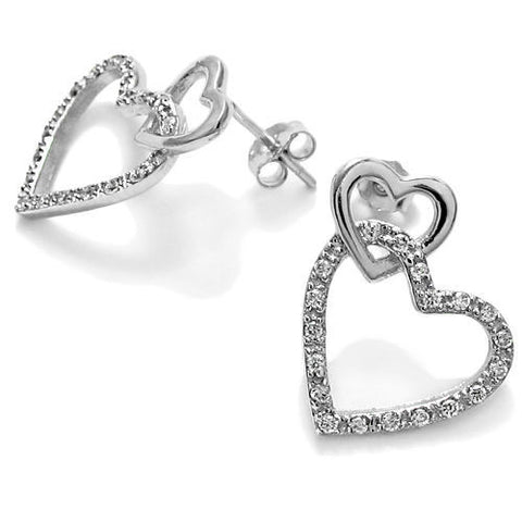 0.24 Carat Multi CZ Interlocking Hearts Post Earrings | Wholesale Sterling Silver Jewelry | Main