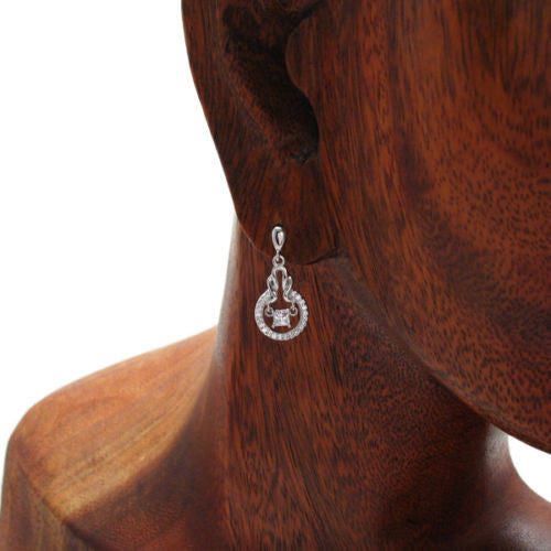 Dangling 0.25 Carat Square Cut CZ with Clear Accents Earrings | Wholesale Sterling Silver Jewelry | Alternate