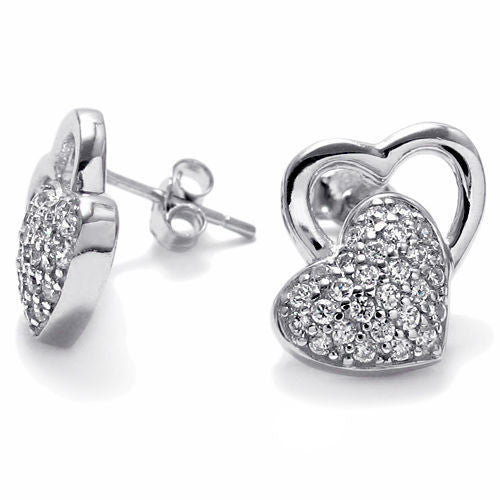 0.26 Carat Multi CZ Overlapping Hearts Post Earrings | Wholesale Sterling Silver Jewelry | Main