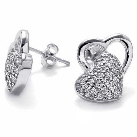 0.26 Carat Multi CZ Overlapping Hearts Post Earrings | Wholesale Sterling Silver Jewelry | Main