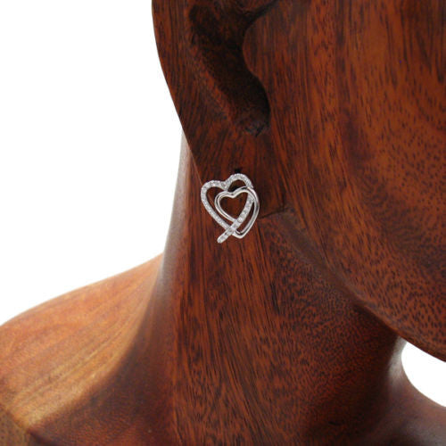 0.26 Carat Multi CZ Interlocking Hearts Post Earrings | Wholesale Sterling Silver Jewelry | Alternate