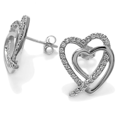 0.26 Carat Multi CZ Interlocking Hearts Post Earrings | Wholesale Sterling Silver Jewelry | Main