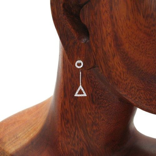 Charming 0.30 Carat CZ Circle & Triangle Earring | Wholesale Sterling Silver Jewelry | Alternate