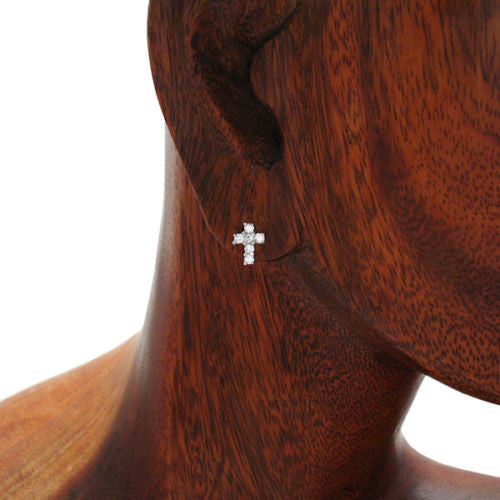 Stunning 0.48 Carat Multi-CZ Cross Post Earrings | Wholesale Sterling Silver Jewelry | Alternate