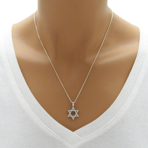 Stunning 0.49 Carat Multi-CZ Jewish Star of David Pendant | Wholesale 925 Sterling Silver Pendant - Jewelry | Alternate