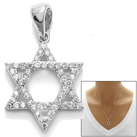 Stunning 0.49 Carat Multi-CZ Jewish Star of David Pendant | Wholesale 925 Sterling Silver Pendant - Jewelry | Main