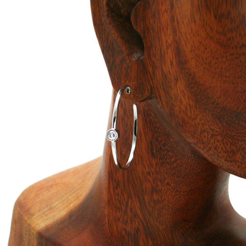 0.50 Carat CZ Large Round Hoop Earrings Silver | Wholesale Sterling Silver Jewelry | Alternate