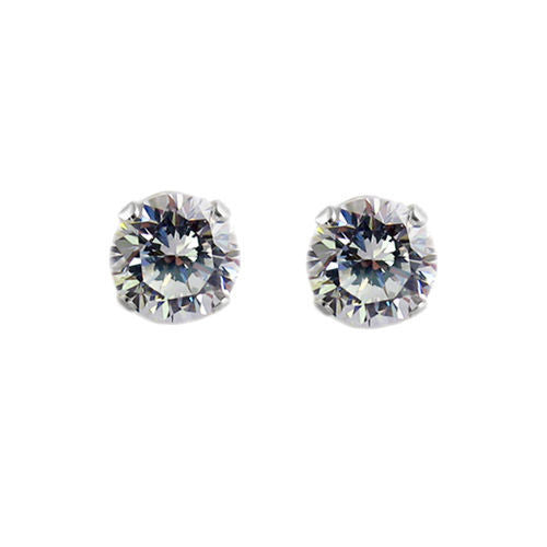 Classic 0.50 Carat Round CZ Post Stud Earrings in 4mm | Wholesale Sterling Silver Jewelry | Main