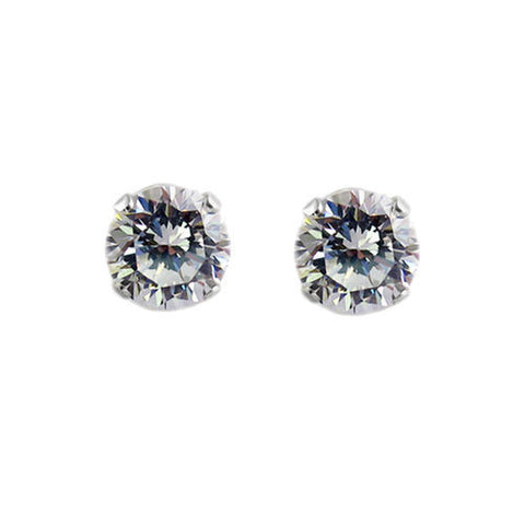 Classic 0.50 Carat Round CZ Post Stud Earrings in 4mm | Wholesale Sterling Silver Jewelry | Main