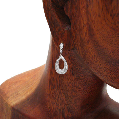 0.58 Carat Multi CZ Cutout Tear Drop Earrings | Wholesale Sterling Silver Jewelry | Alternate