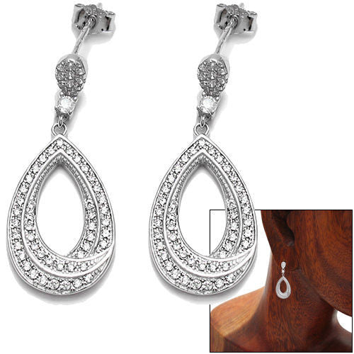 0.58 Carat Multi CZ Cutout Tear Drop Earrings | Wholesale Sterling Silver Jewelry | Alternate