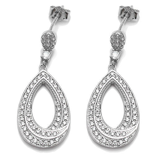 0.58 Carat Multi CZ Cutout Tear Drop Earrings | Wholesale Sterling Silver Jewelry | Main