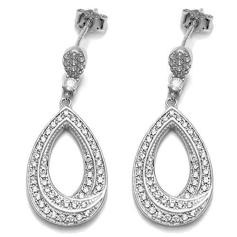 0.58 Carat Multi CZ Cutout Tear Drop Earrings | Wholesale Sterling Silver Jewelry | Main