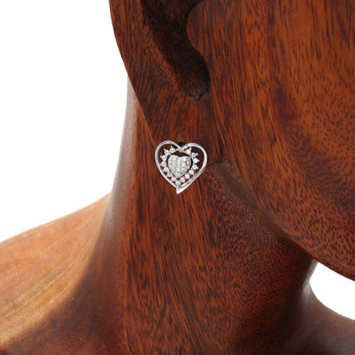 0.59 Carat Multi CZ Heart Design Post Earrings | Wholesale Sterling Silver Jewelry | Alternate