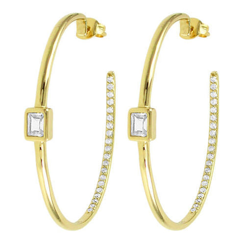 14k Goldover Sterling Silver 0.80Ct CZ In-Out Round Hoop Earrings| Wholesale Sterling Silver Jewelry | Main