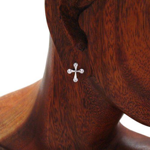 Simple 0.88 Carat CZ Cross Earrings | Wholesale Sterling Silver Jewelry | Alternate