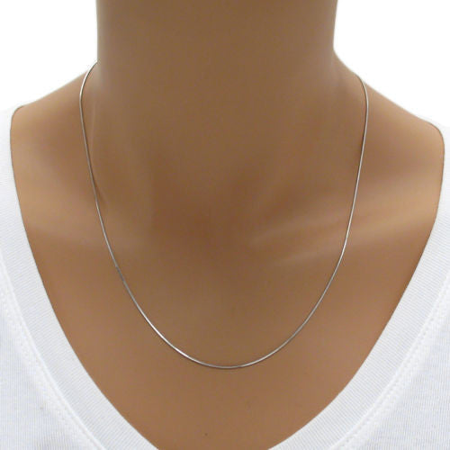 Sterling Silver Rhodium Finish Adjustable Snake Chain Necklace in 0.8mm.