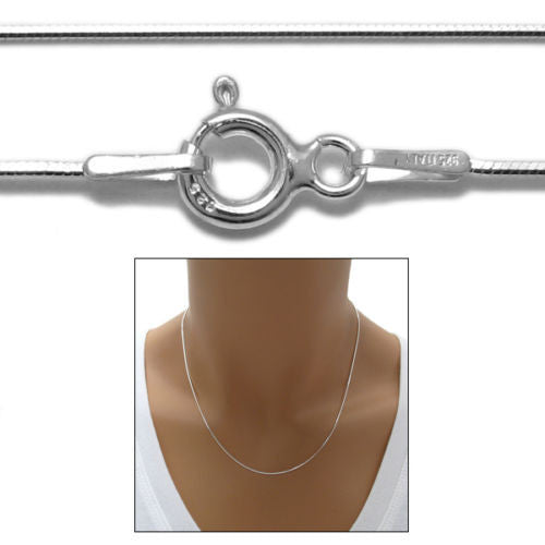 Sterling Silver Diamond Cut Snake Chain Necklace 0.80mm (Gauge 015). Available in 3 Lengths.