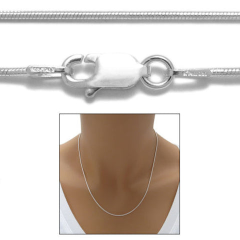 Sterling Silver Snake Chain Necklace 1.0mm (Gauge 025). Available in 7 Lengths.