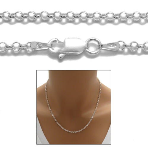 Sterling Silver Rolo Chain Necklace 2.0mm (Gauge 040). Available in 3 Lengths.