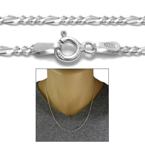 925 Sterling silver Figaro chain necklace in 2mm (Gauge 050) | 5 Lengths | Combo photo