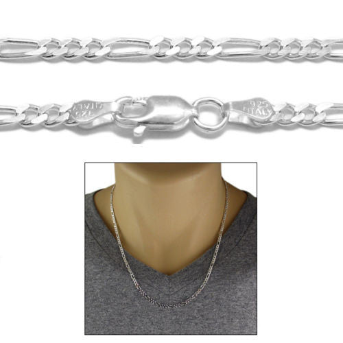 925 Sterling silver Figaro chain necklace in 3mm (Gauge 080) | 5 Lengths | Combo photo