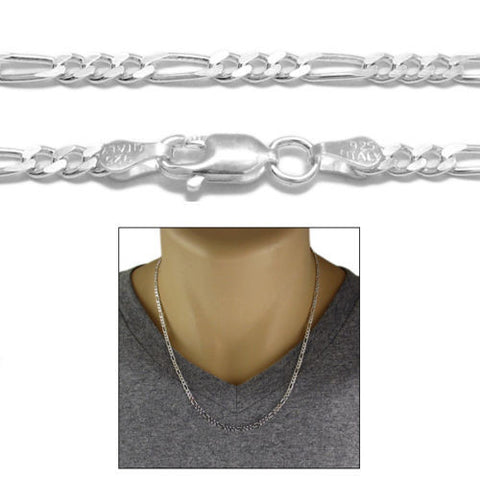925 Sterling silver Figaro chain necklace in 3mm (Gauge 080) | 5 Lengths | Combo photo