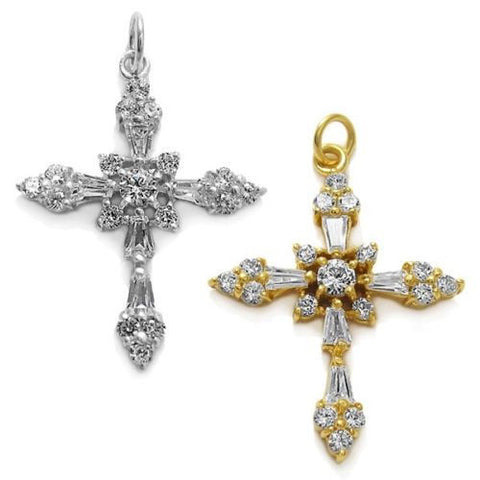 Brilliant 1.13 Carat CZ Cross Pendant - 2 Colors | Wholesale 925 Sterling Silver Pendant - Jewelry | Main
