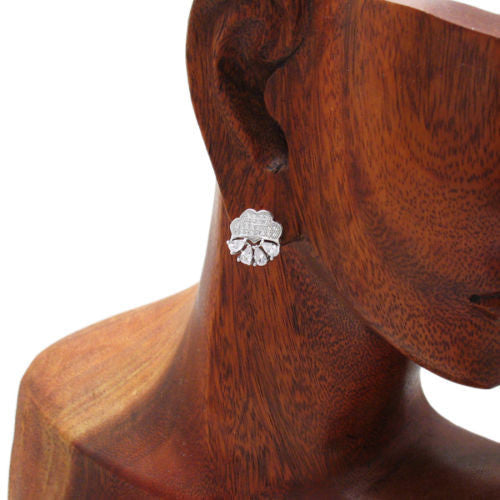 1.20 Carat Pear Cut CZs with Accents Post Earrings | Wholesale Sterling Silver Jewelry | Alternate