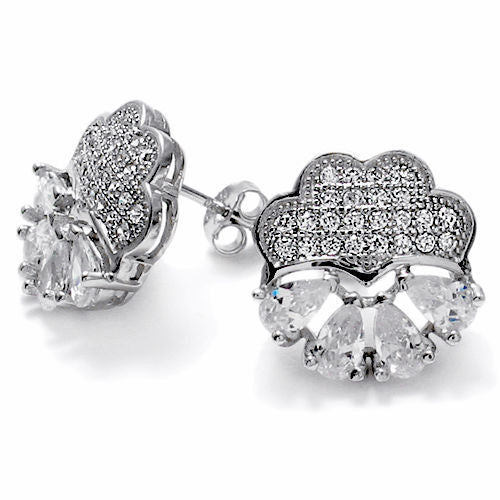 1.20 Carat Pear Cut CZs with Accents Post Earrings | Wholesale Sterling Silver Jewelry | Main