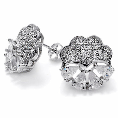 1.20 Carat Pear Cut CZs with Accents Post Earrings | Wholesale Sterling Silver Jewelry | Main