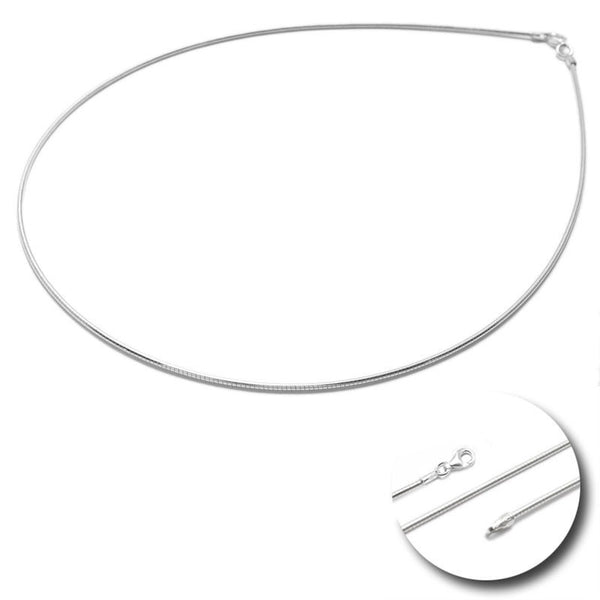 Sterling Silver Round Omega Chain Necklace 1.25mm. Available in 3 Lengths.