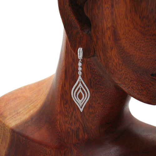 1.43 Carat Multi CZ Intricate Leaves Earrings | Wholesale Sterling Silver Jewelry | Alternate