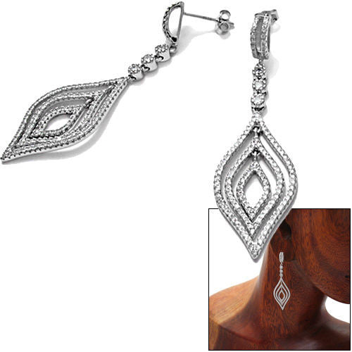 1.43 Carat Multi CZ Intricate Leaves Earrings | Wholesale Sterling Silver Jewelry | Alternate