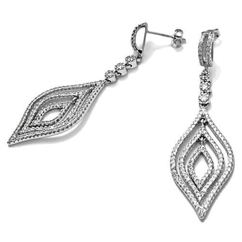 1.43 Carat Multi CZ Intricate Leaves Earrings | Wholesale Sterling Silver Jewelry | Main