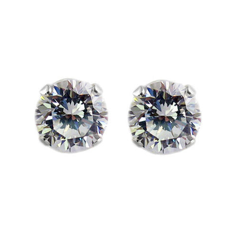 Lovely 1.50 Carat Round CZ Post Stud Earrings in 6mm | Wholesale Sterling Silver Jewelry | Main