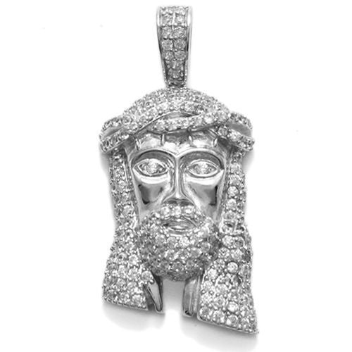 Special 1.68Ct Multi-CZ Head of Jesus Christ Pendant | Wholesale 925 Sterling Silver Pendant - Jewelry | Alternate