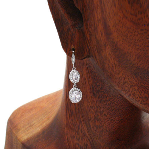 1.75 Carat Multi Oval Cut CZs with Accents Dangling Earrings | Wholesale Sterling Silver Jewelry | Alternate