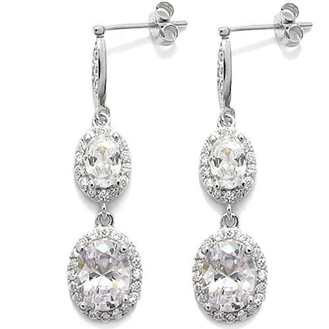 1.75 Carat Multi Oval Cut CZs with Accents Dangling Earrings | Wholesale Sterling Silver Jewelry | Main