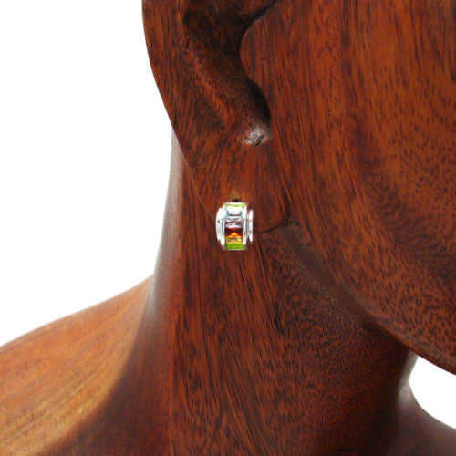 Stunning 1.80 Carat Multi Colored CZ Post Earrings | Wholesale Sterling Silver Jewelry | Alternate